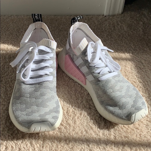 adidas Shoes - Adidas NMD R2 primeknit white/grey/pink